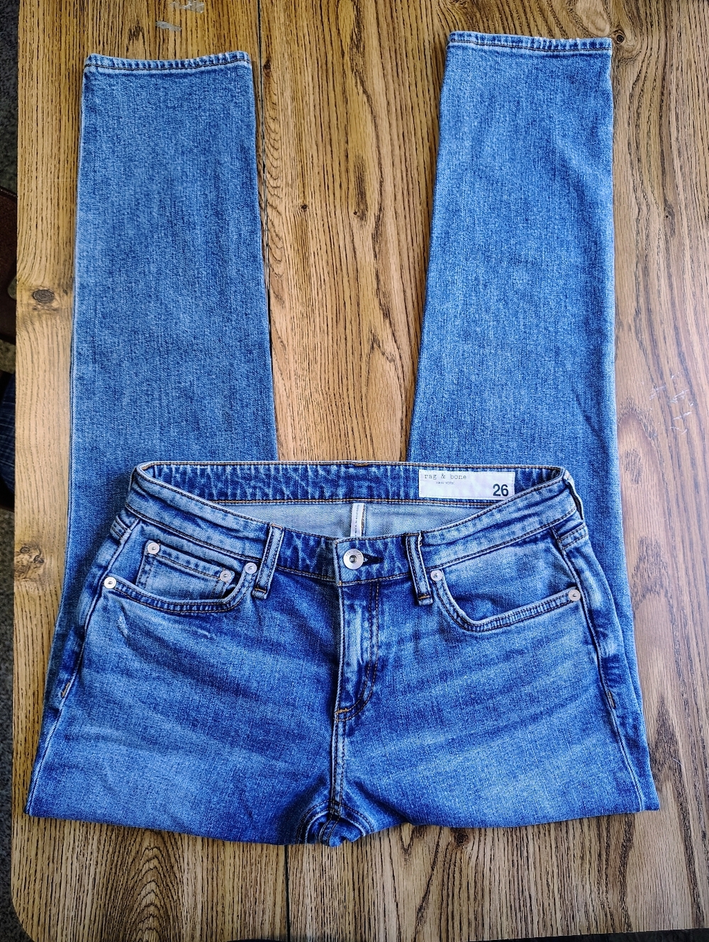 Rag & Bone Dre Low Rise Slim Boyfriend Jeans Women's Medium Blue River sz 26. - Picture 9 of 16